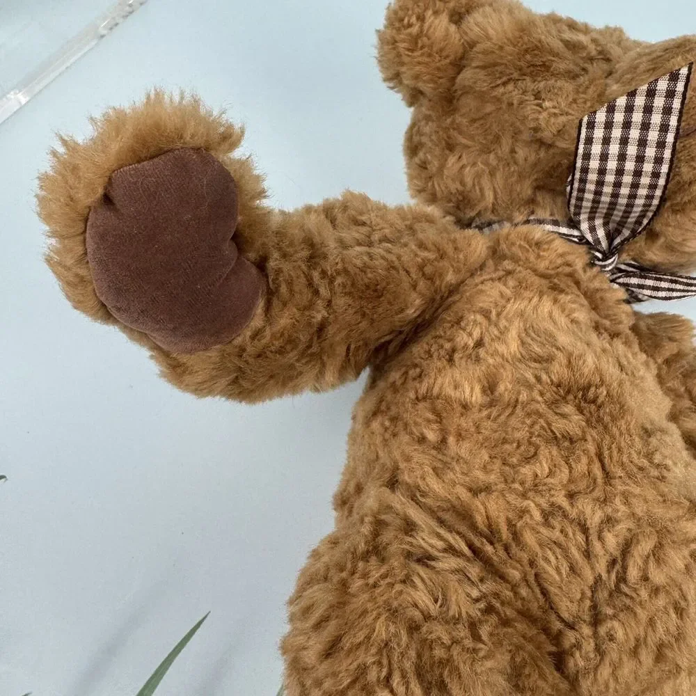 Brighton Russ Berrie Stuffed Brown Teddy Bear VTG Plush Jointed Gingham‎ Bow